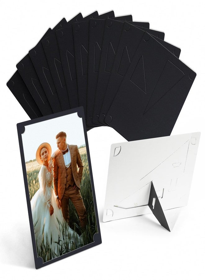 HOTUO Black Paper Frames 5x7 Set of 10, Cardboard Picture Frame with Easel, DIY Photo Crafts. - Image 1